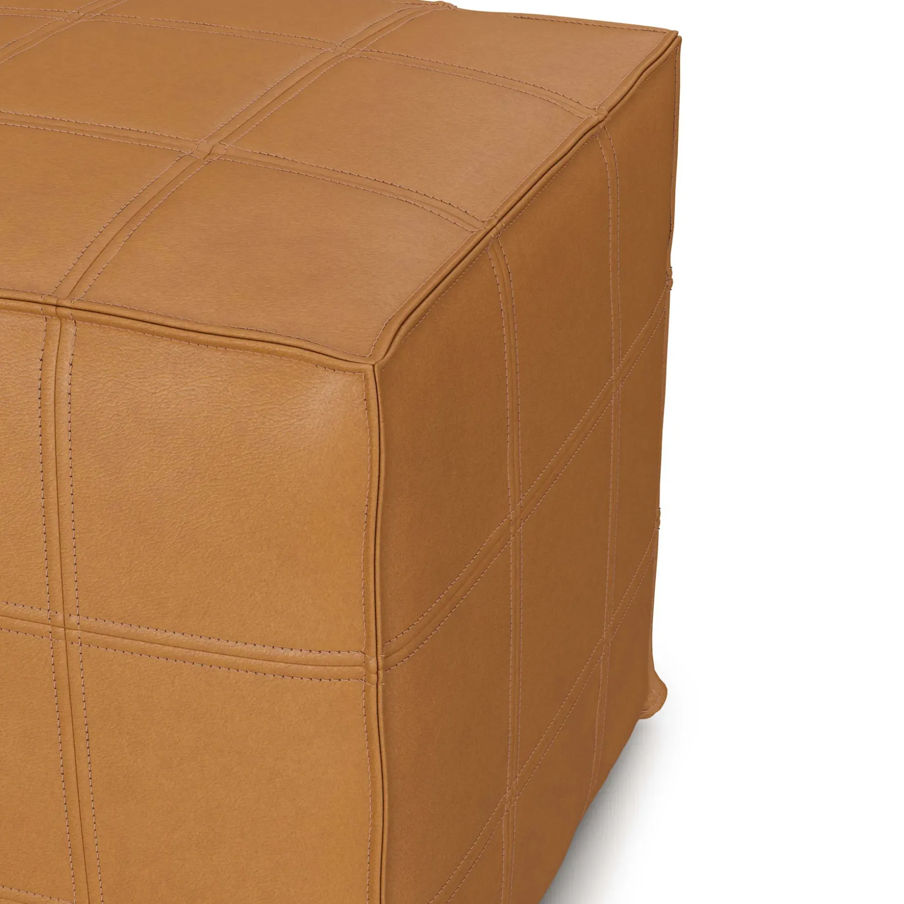Nash 18" Leather Pouf - Taos Tan