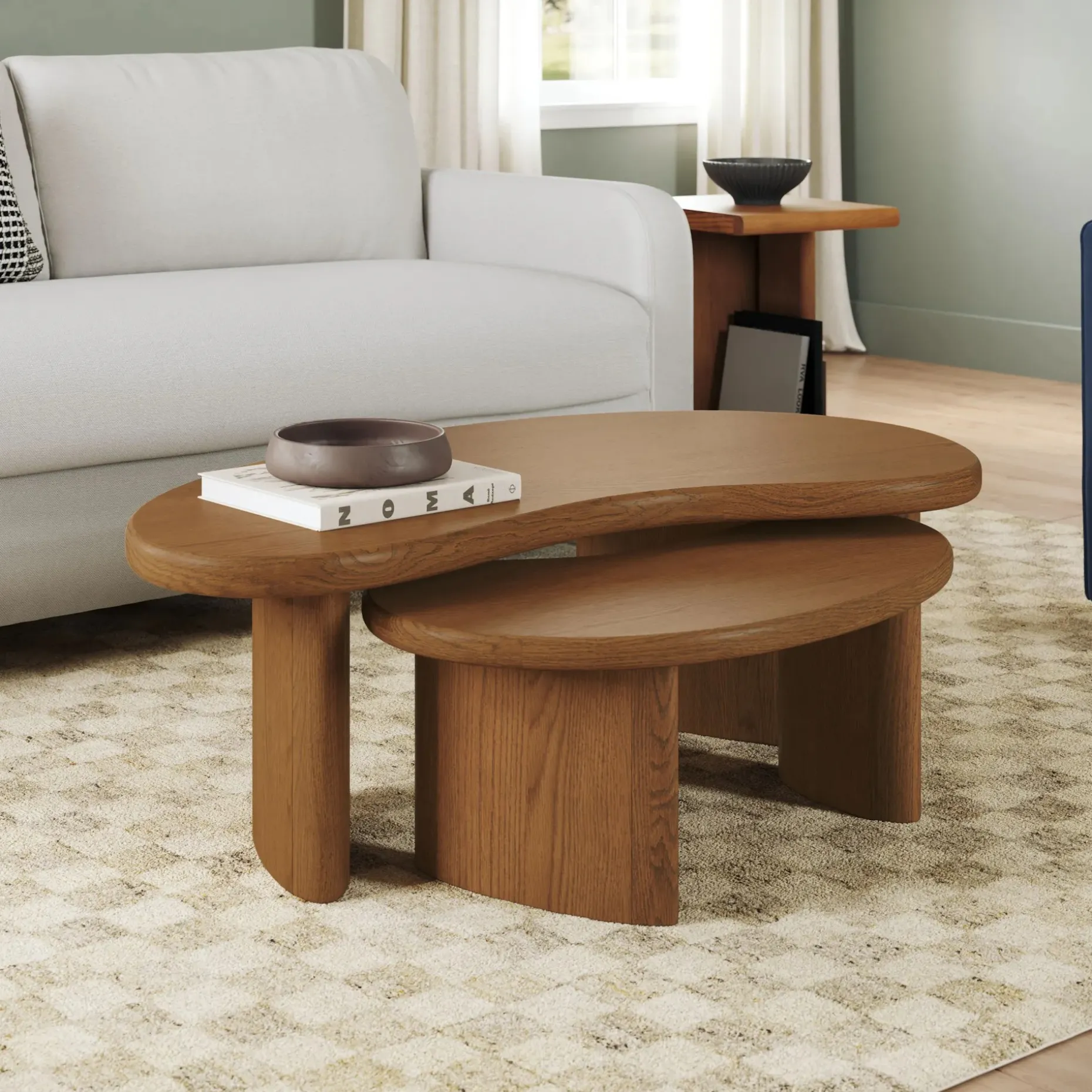Neah 49" Nesting Coffee Table Set - Smoked Oak