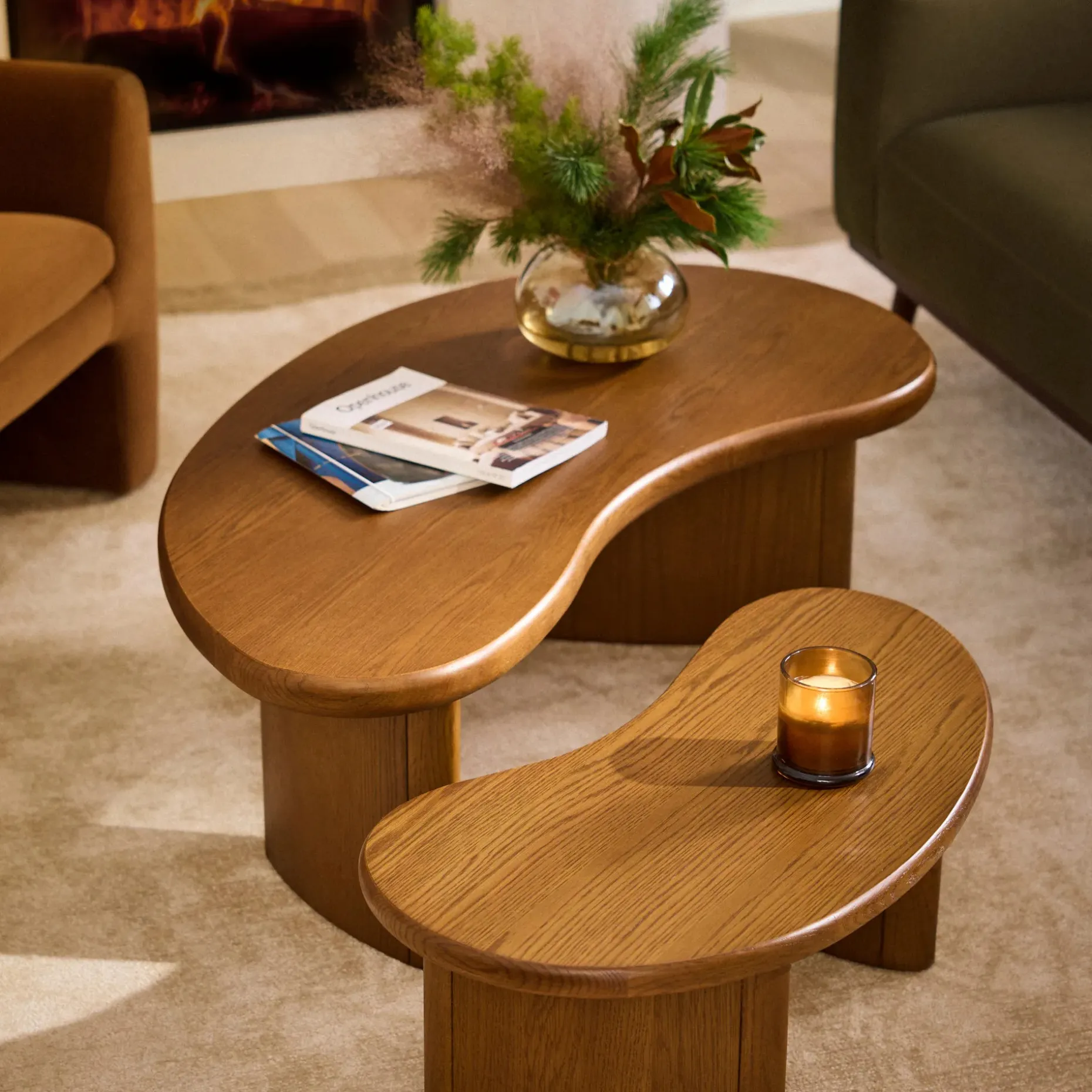 Neah 49" Nesting Coffee Table Set - Smoked Oak