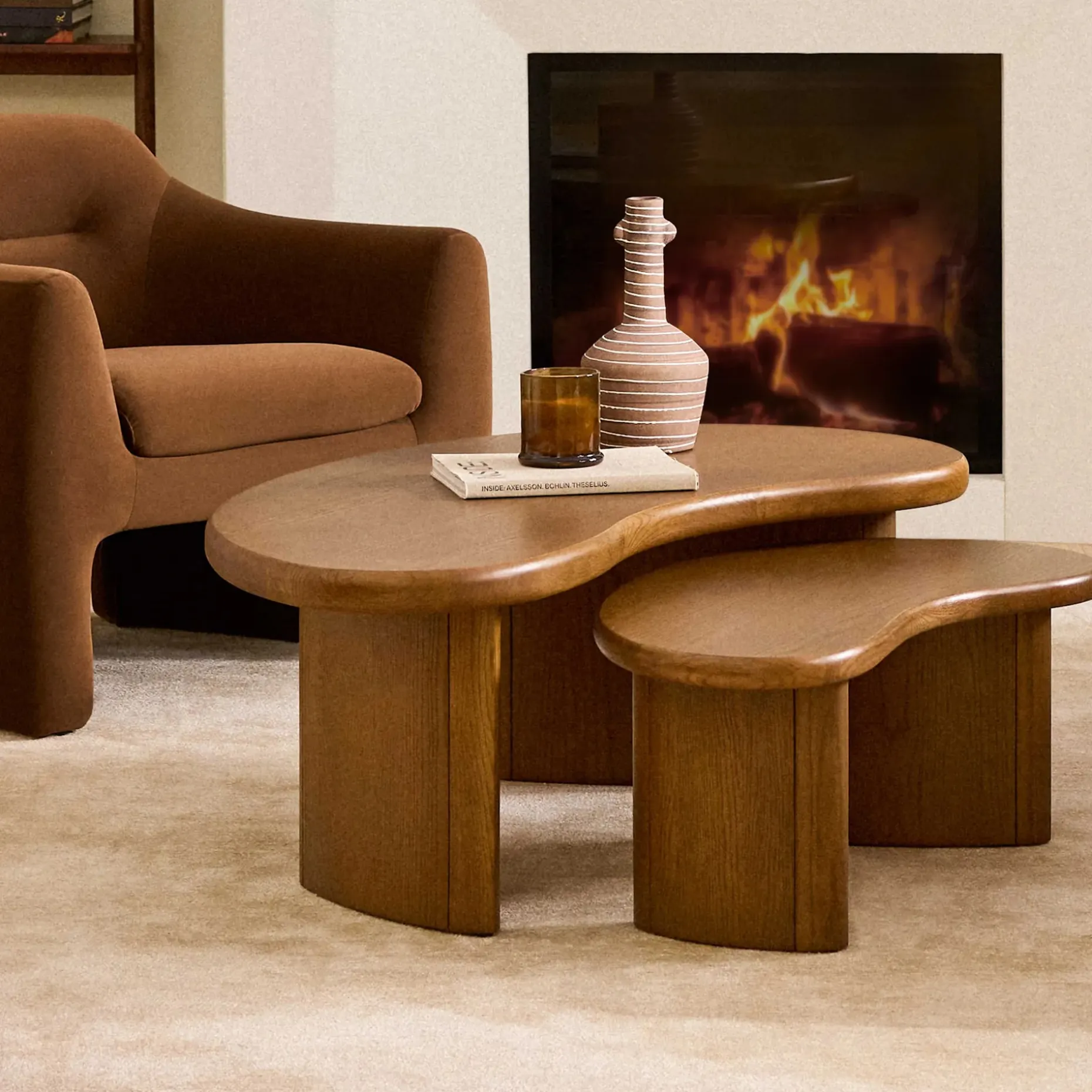 Neah 49" Nesting Coffee Table Set - Smoked Oak