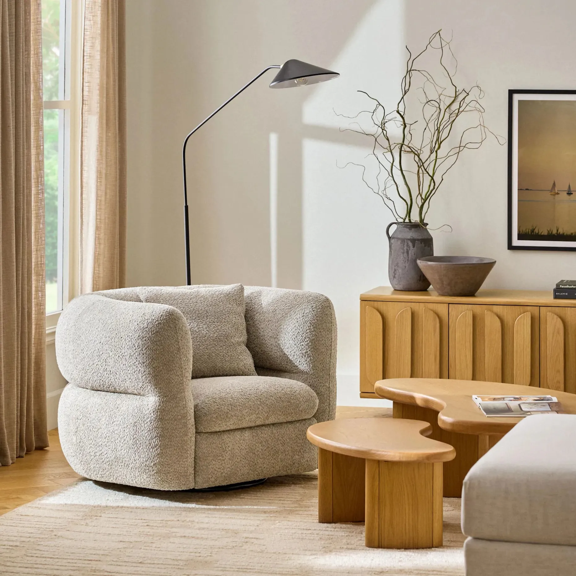 Neah 49" Nesting Coffee Table Set - Natural Oak