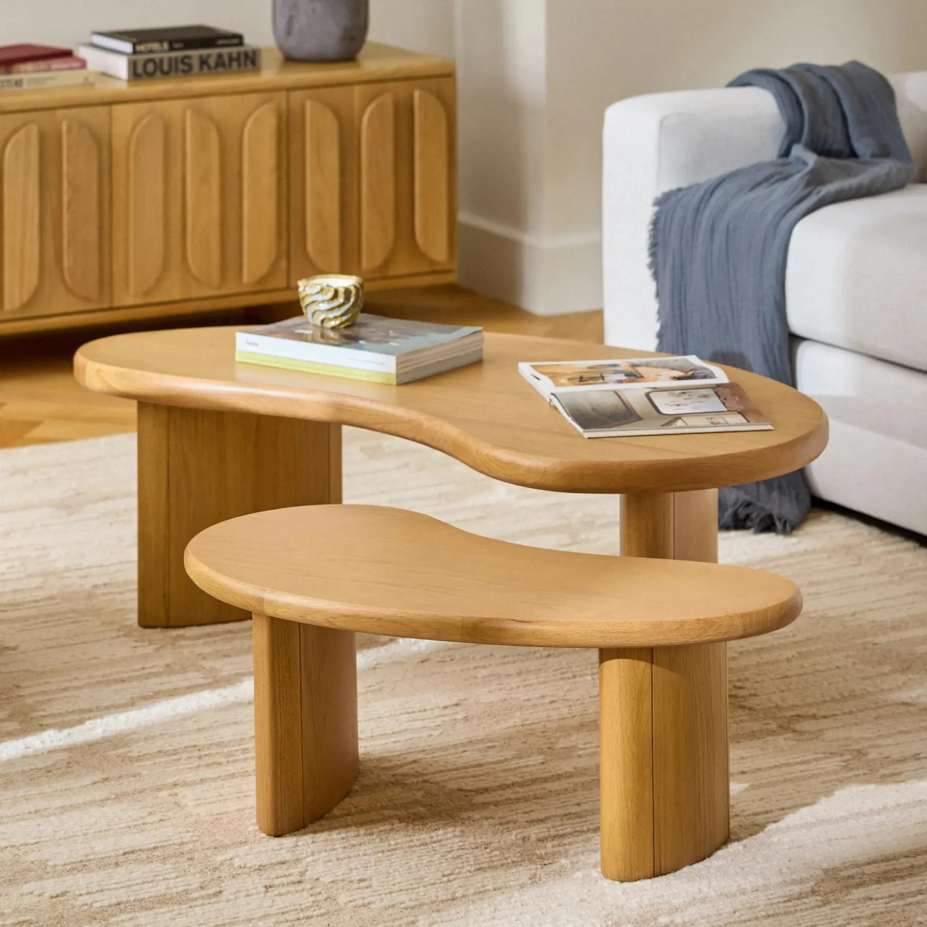 Neah 49" Nesting Coffee Table Set - Natural Oak