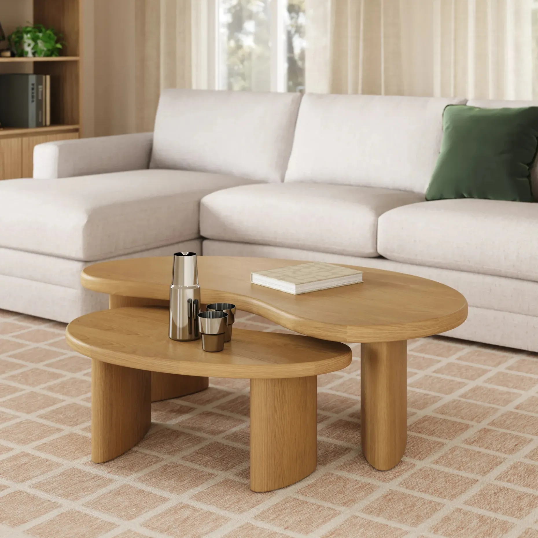Neah 49" Nesting Coffee Table Set - Natural Oak