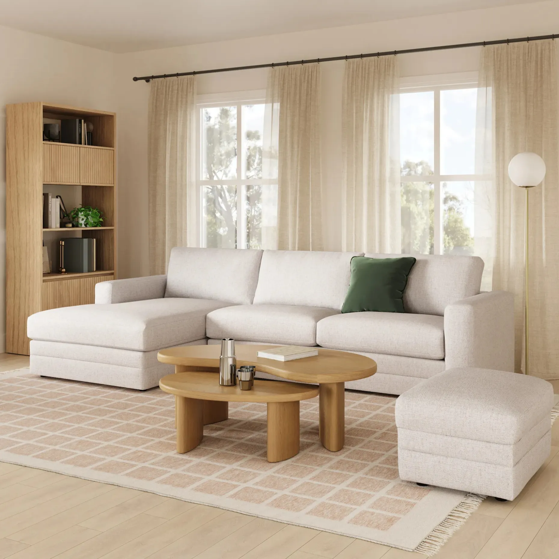 Neah 49" Nesting Coffee Table Set - Natural Oak