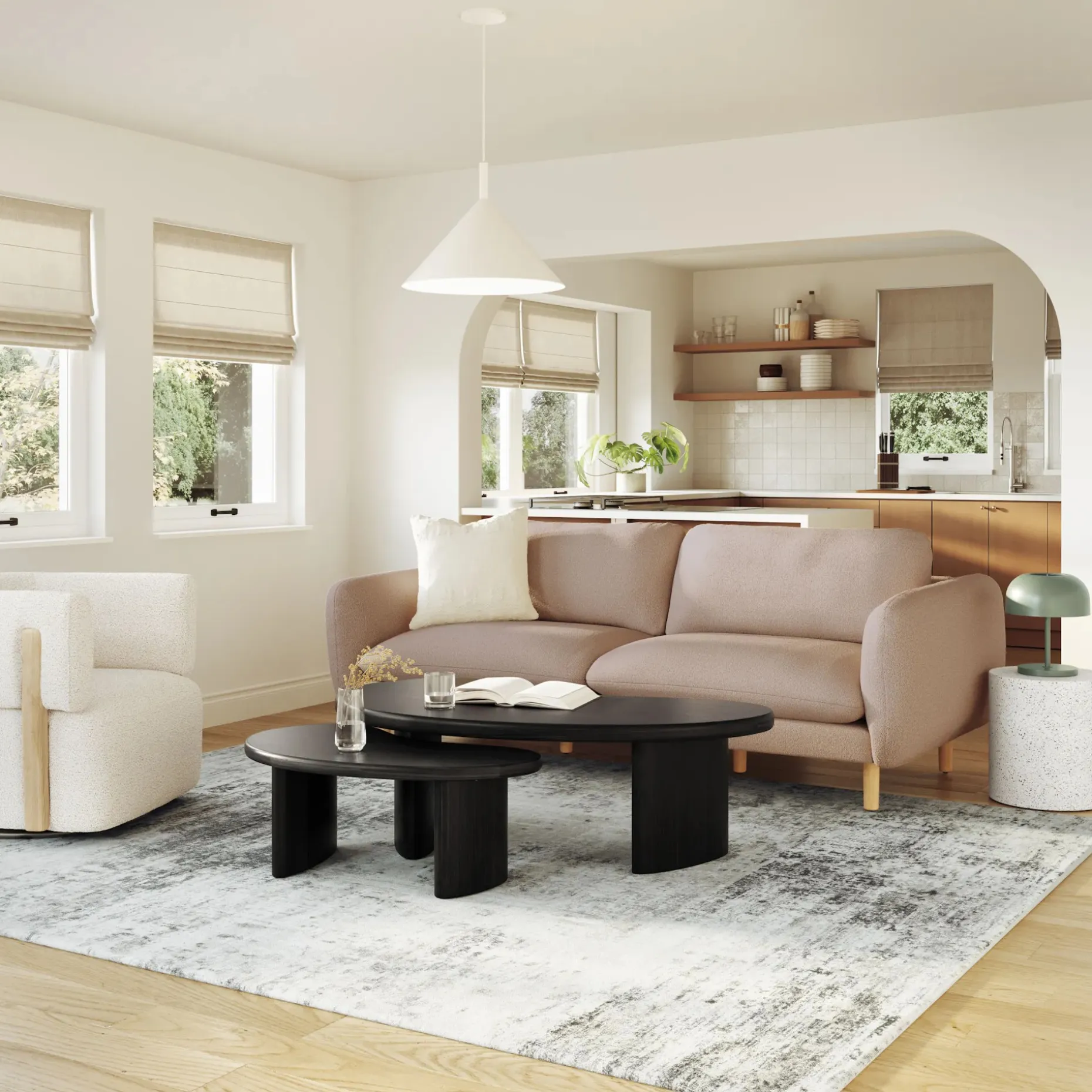 Neah 49" Nesting Coffee Table Set - Black