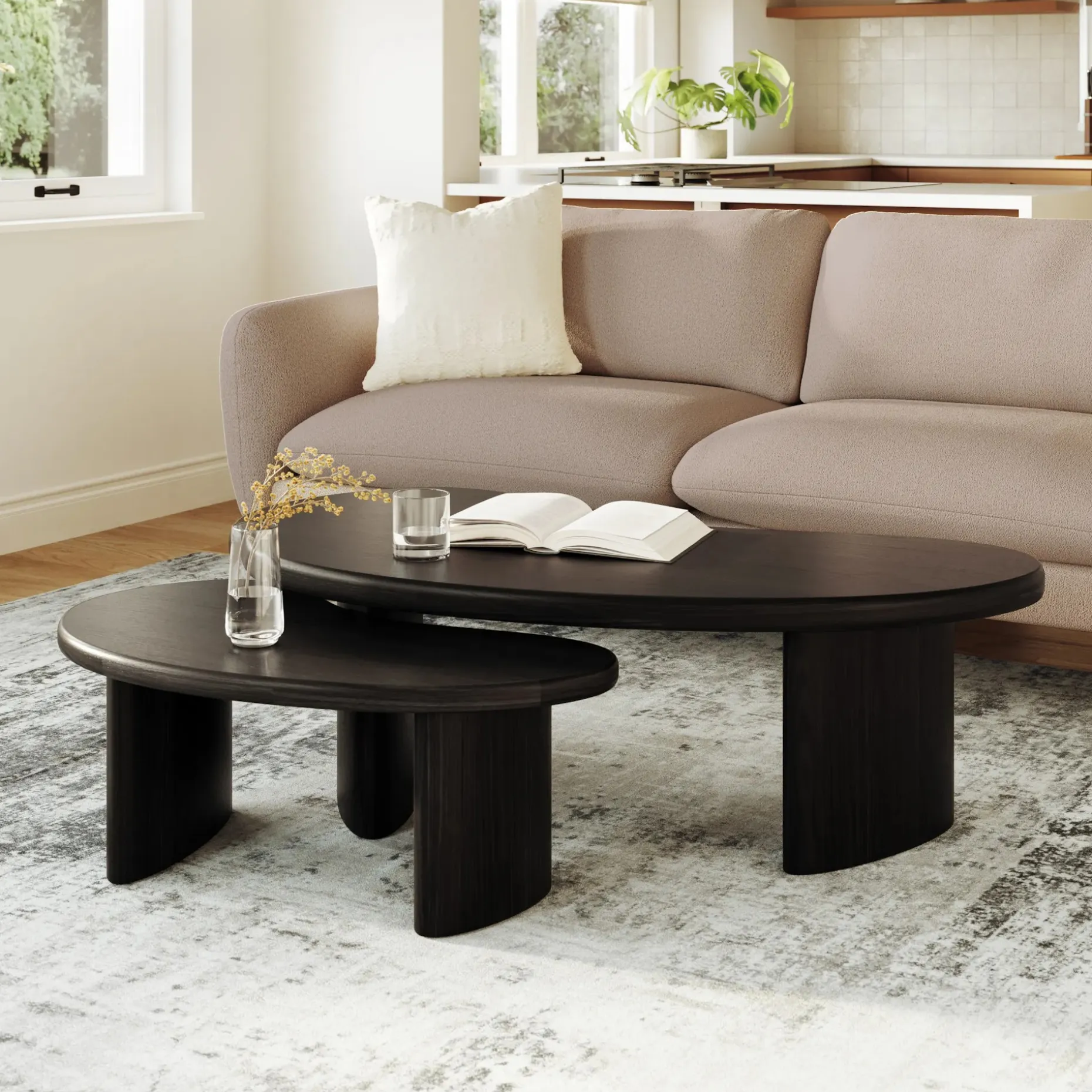 Neah 49" Nesting Coffee Table Set - Black