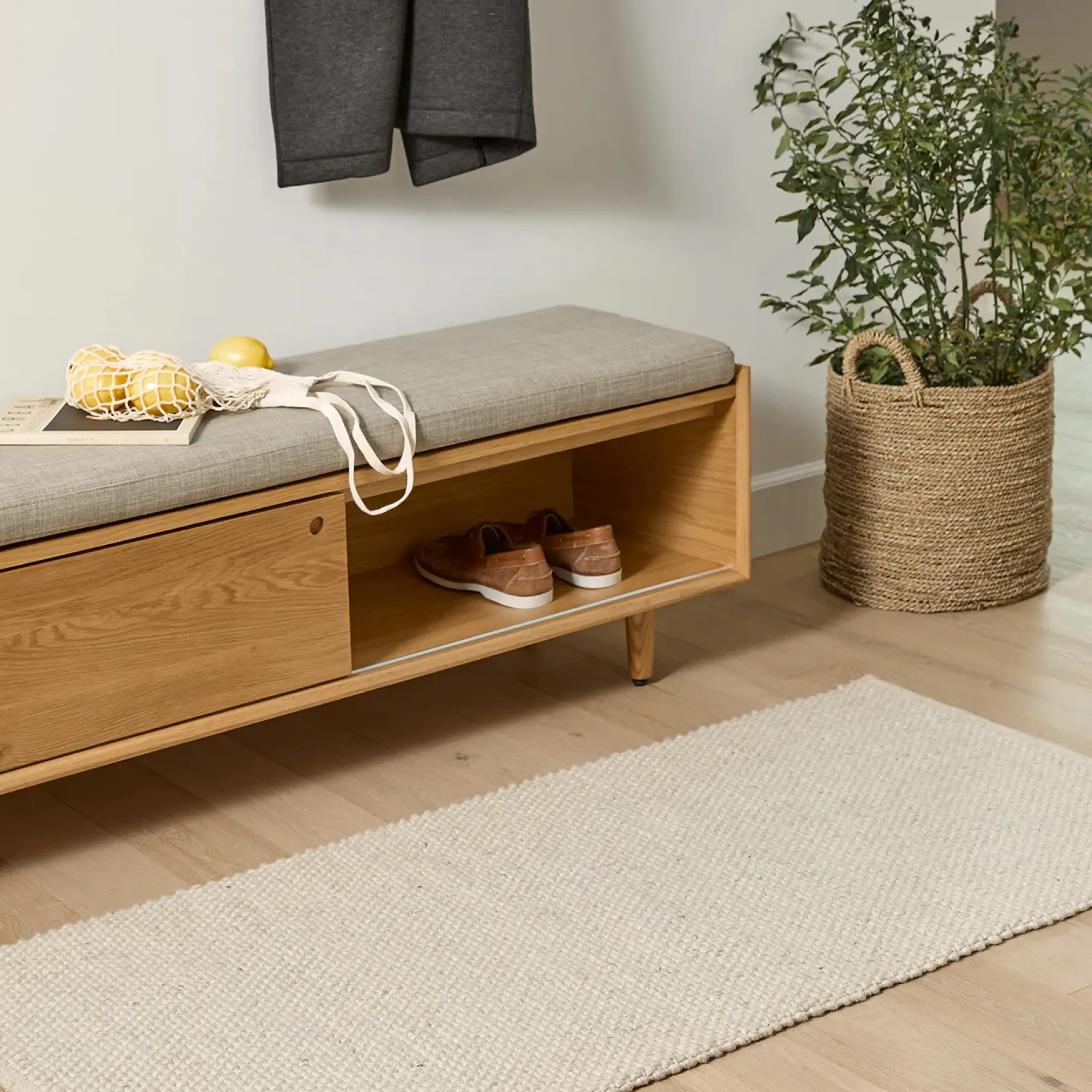Nederin 55.5" Bench - Oak and Rain Cloud Gray