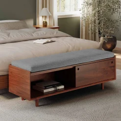Nederin 55.5" Bench - Walnut and Pebble Gray