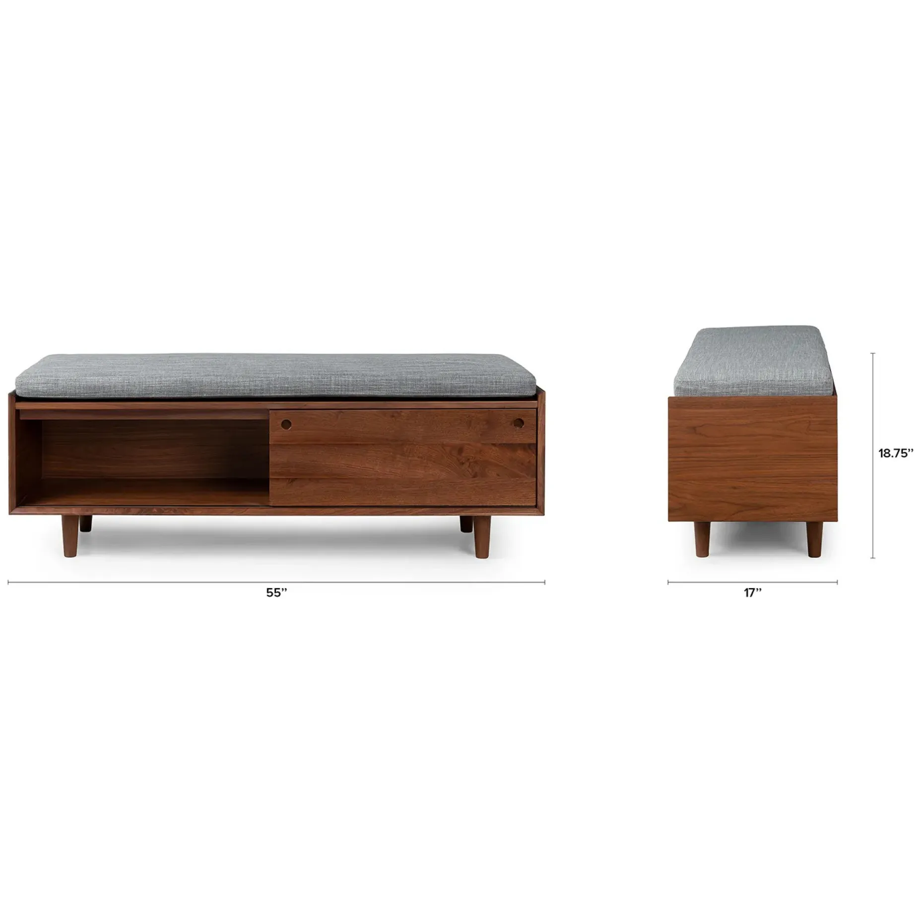 Nederin 55.5" Bench - Walnut and Pebble Gray