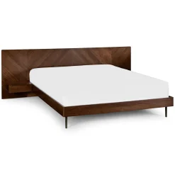 Nera California King Low Profile Bed with Nightstands Set - Walnut