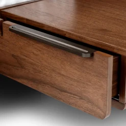 Nera California King Low Profile Bed with Nightstands Set - Walnut