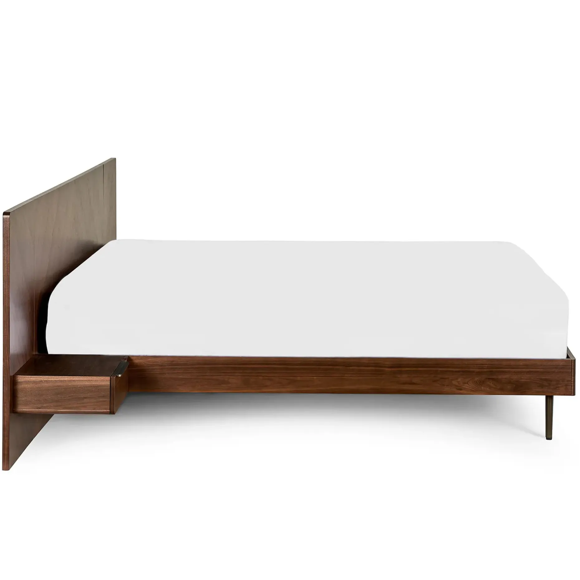Nera California King Low Profile Bed with Nightstands Set - Walnut