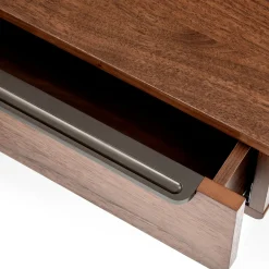 Nera California King Low Profile Bed with Nightstands Set - Walnut
