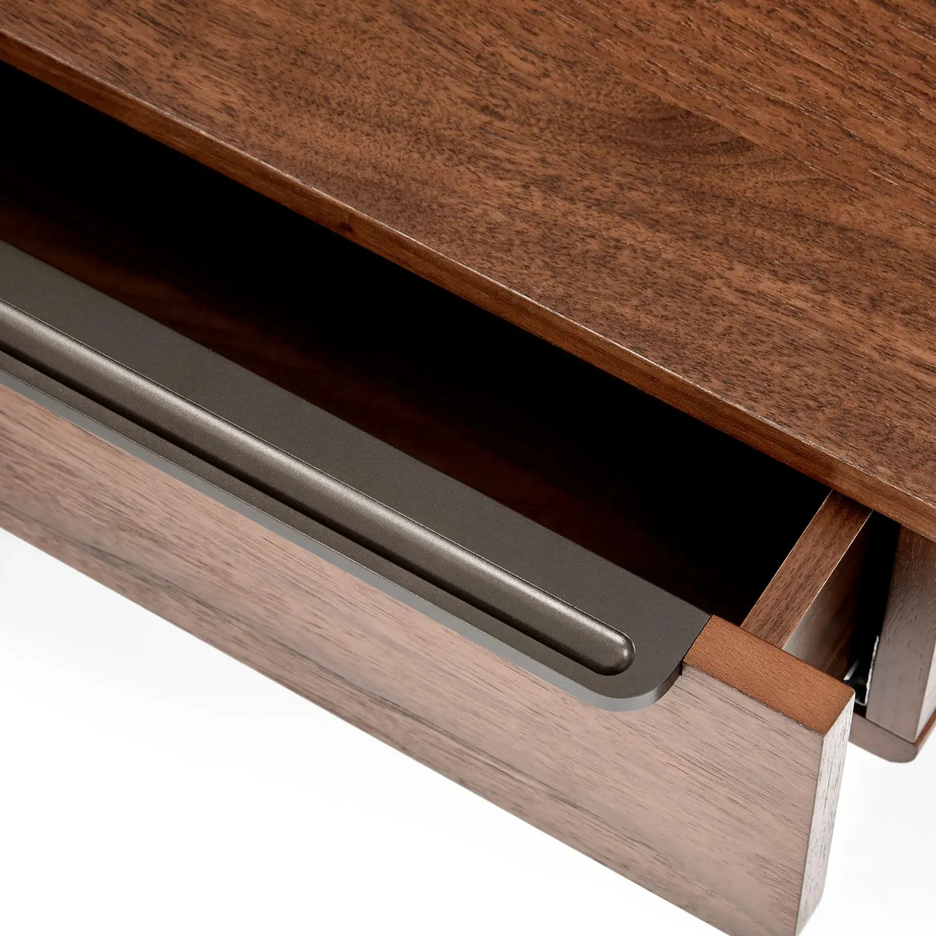 Nera California King Low Profile Bed with Nightstands Set - Walnut