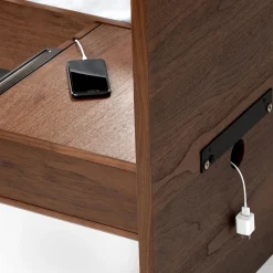 Nera California King Low Profile Bed with Nightstands Set - Walnut