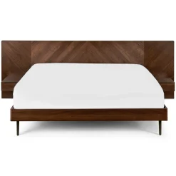 Nera California King Low Profile Bed with Nightstands Set - Walnut