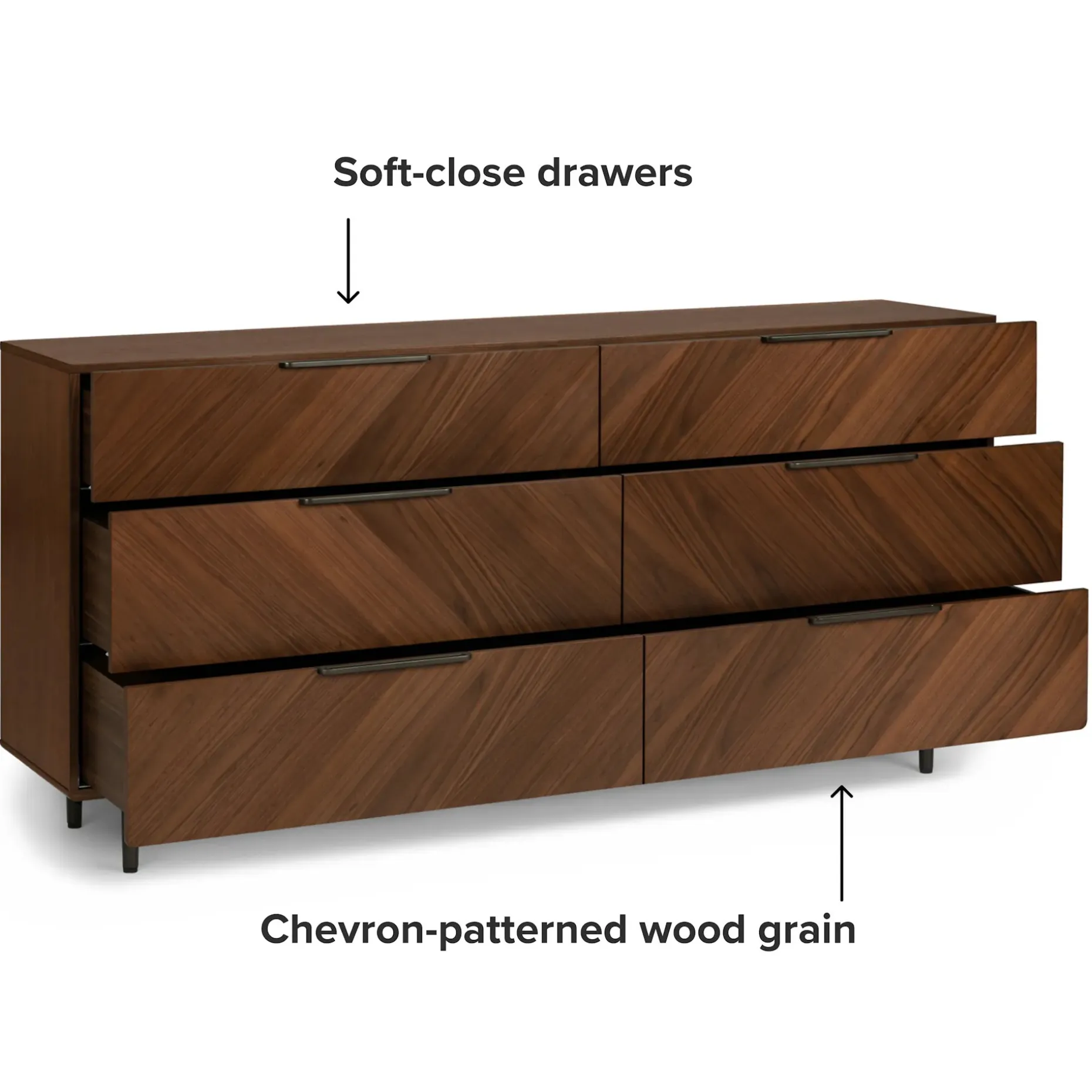 Nera 6-Drawer Double Dresser - Walnut