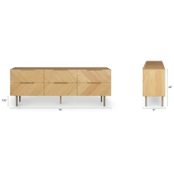 Nera 6-Drawer Low Triple Dresser - Oak