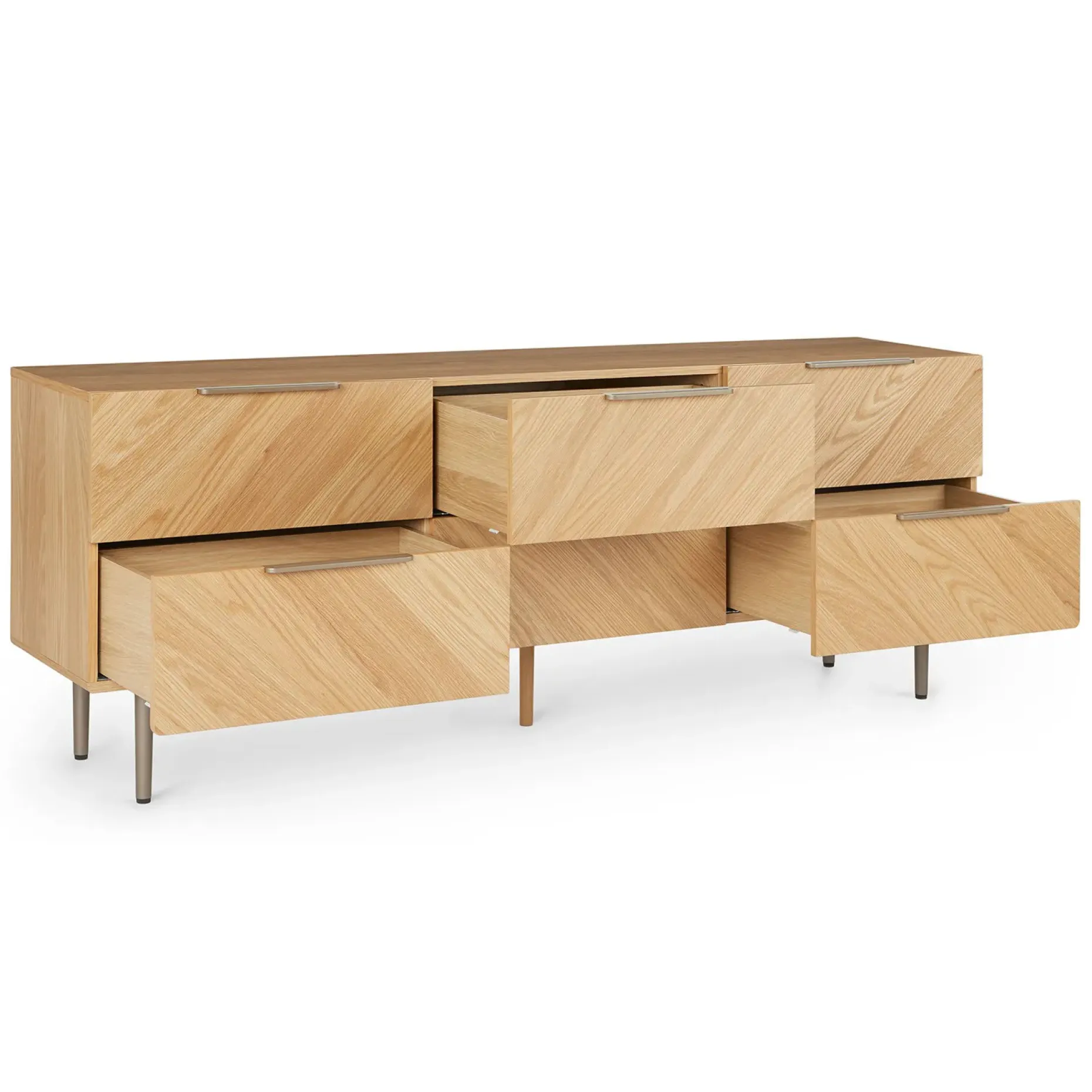Nera 6-Drawer Low Triple Dresser - Oak