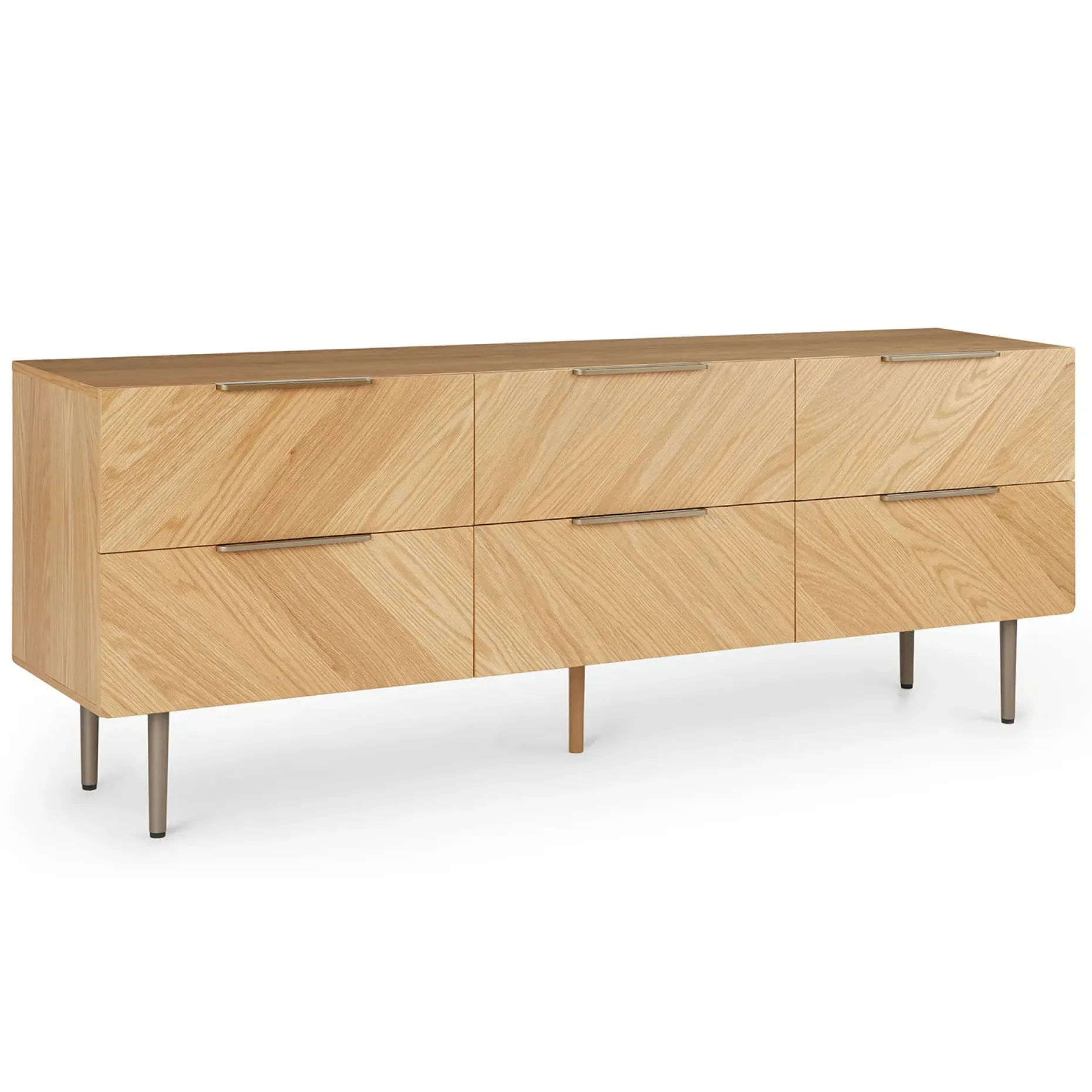 Nera 6-Drawer Low Triple Dresser - Oak