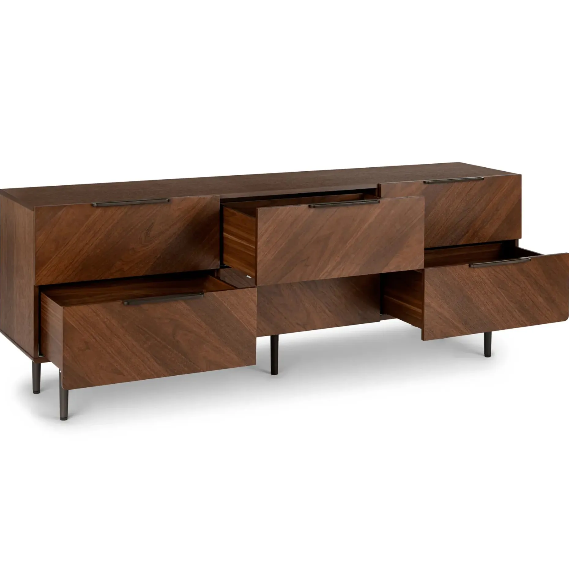 Nera 6-Drawer Low Triple Dresser - Walnut