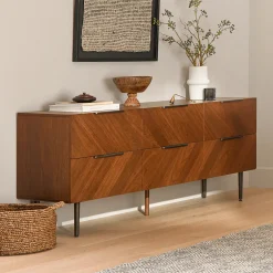 Nera 6-Drawer Low Triple Dresser - Walnut