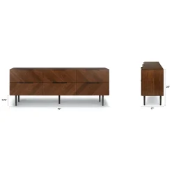 Nera 6-Drawer Low Triple Dresser - Walnut