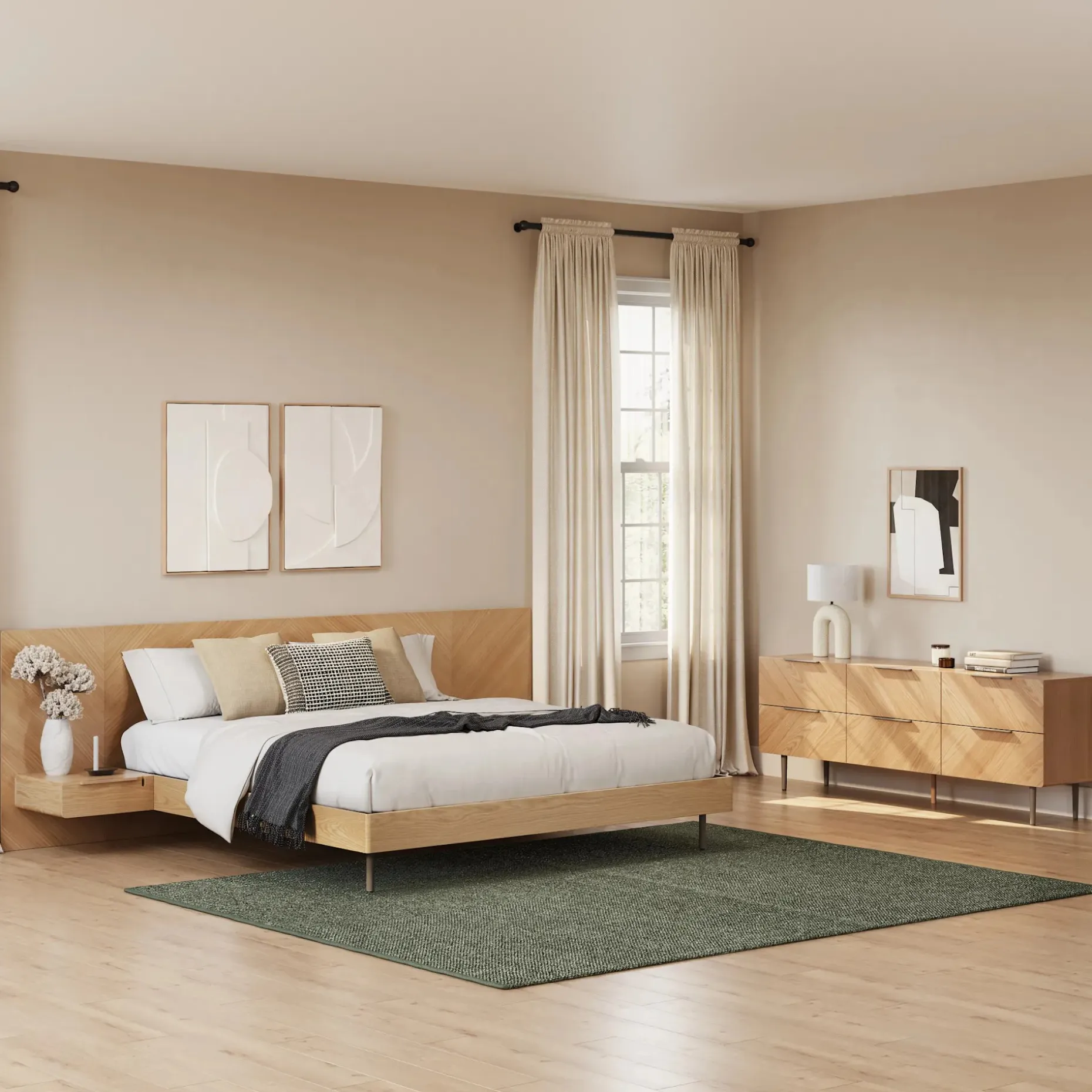 Nera 6-Drawer Low Triple Dresser - Walnut