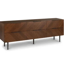 Nera 6-Drawer Low Triple Dresser - Walnut