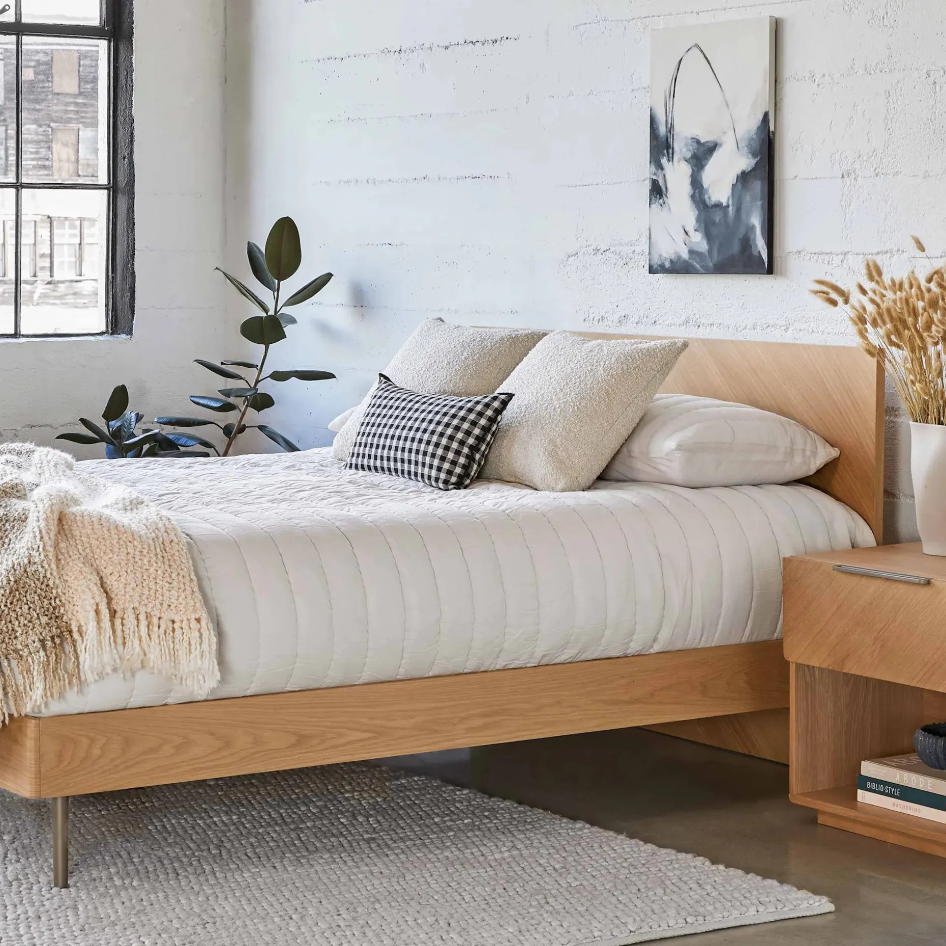 Nera King Low Profile Bed - Oak