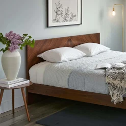 Nera King Low Profile Bed - Walnut