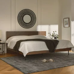 Nera King Low Profile Bed - Walnut