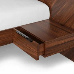 Nera King Low Profile Bed with Nightstands Set - Walnut