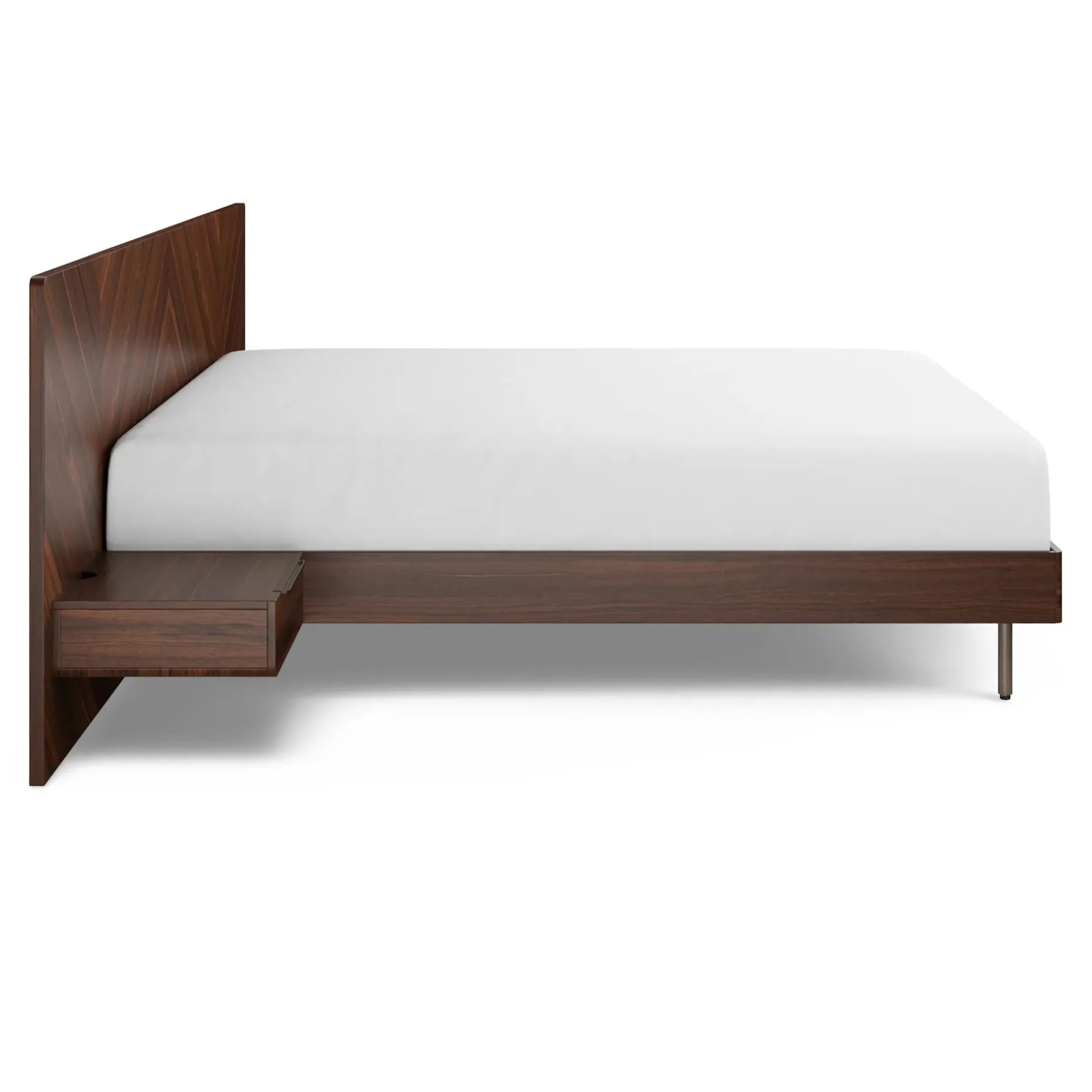 Nera King Low Profile Bed with Nightstands Set - Walnut