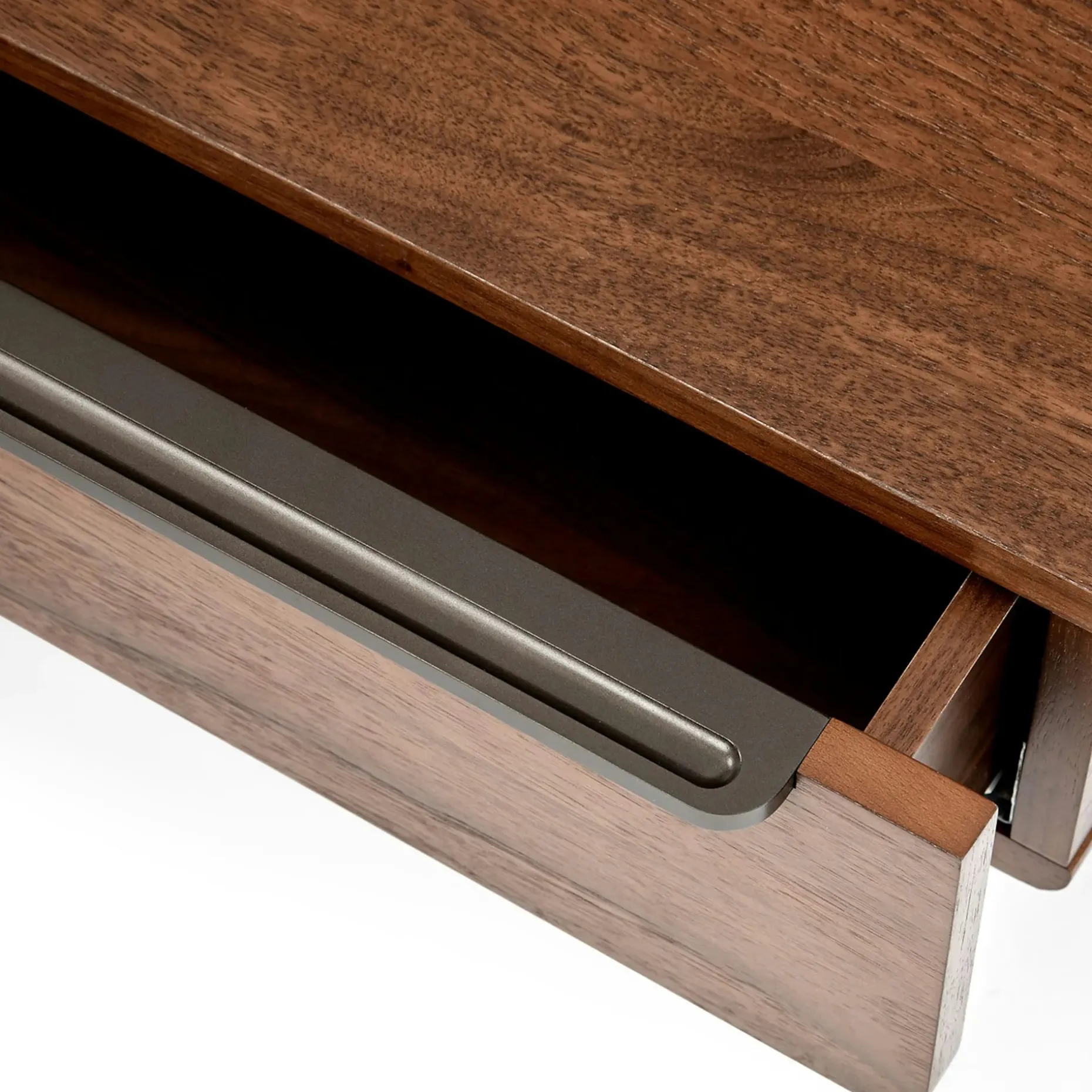 Nera King Low Profile Bed with Nightstands Set - Walnut