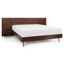 Nera King Low Profile Bed with Nightstands Set - Walnut