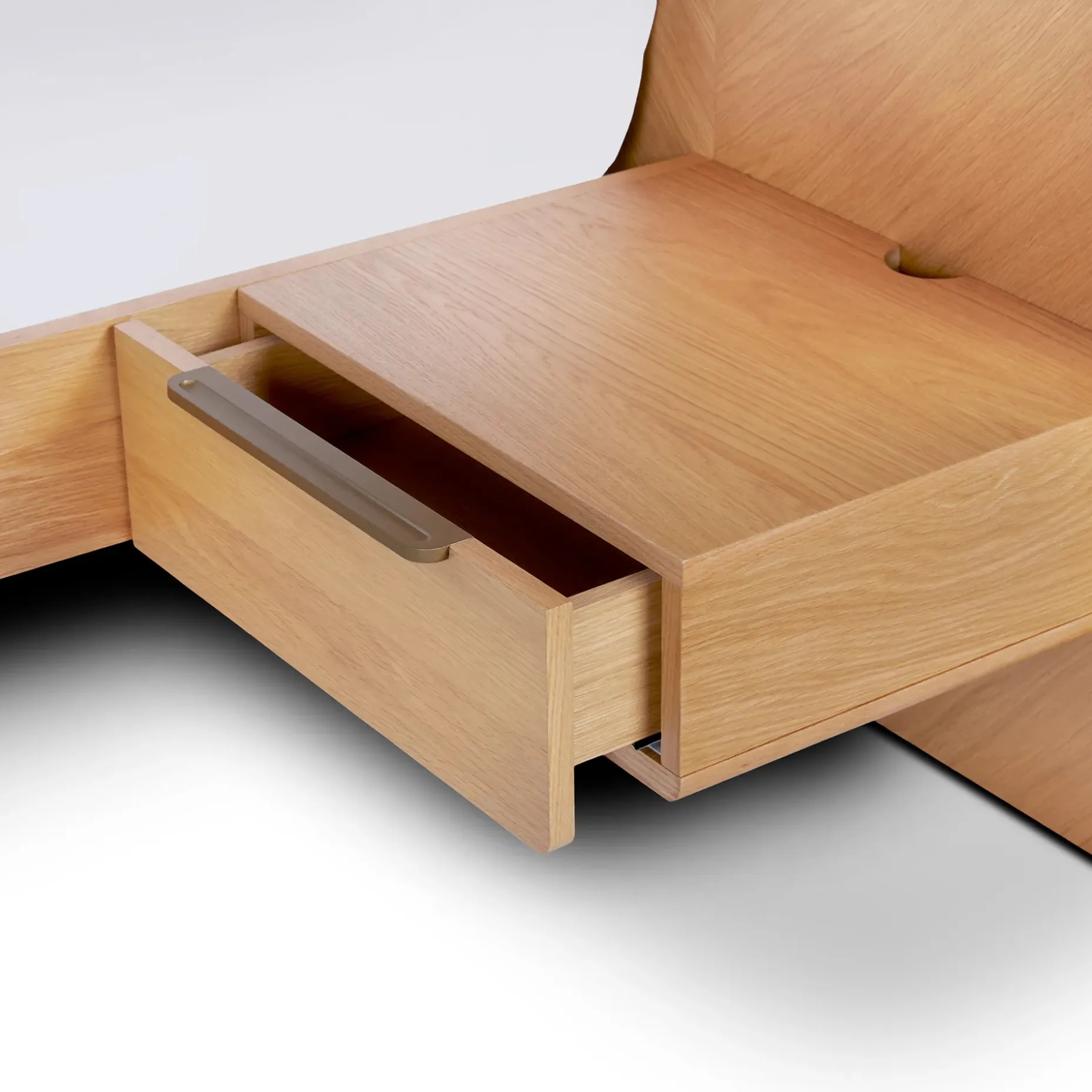 Nera King Low Profile Bed with Nightstands Set - Oak