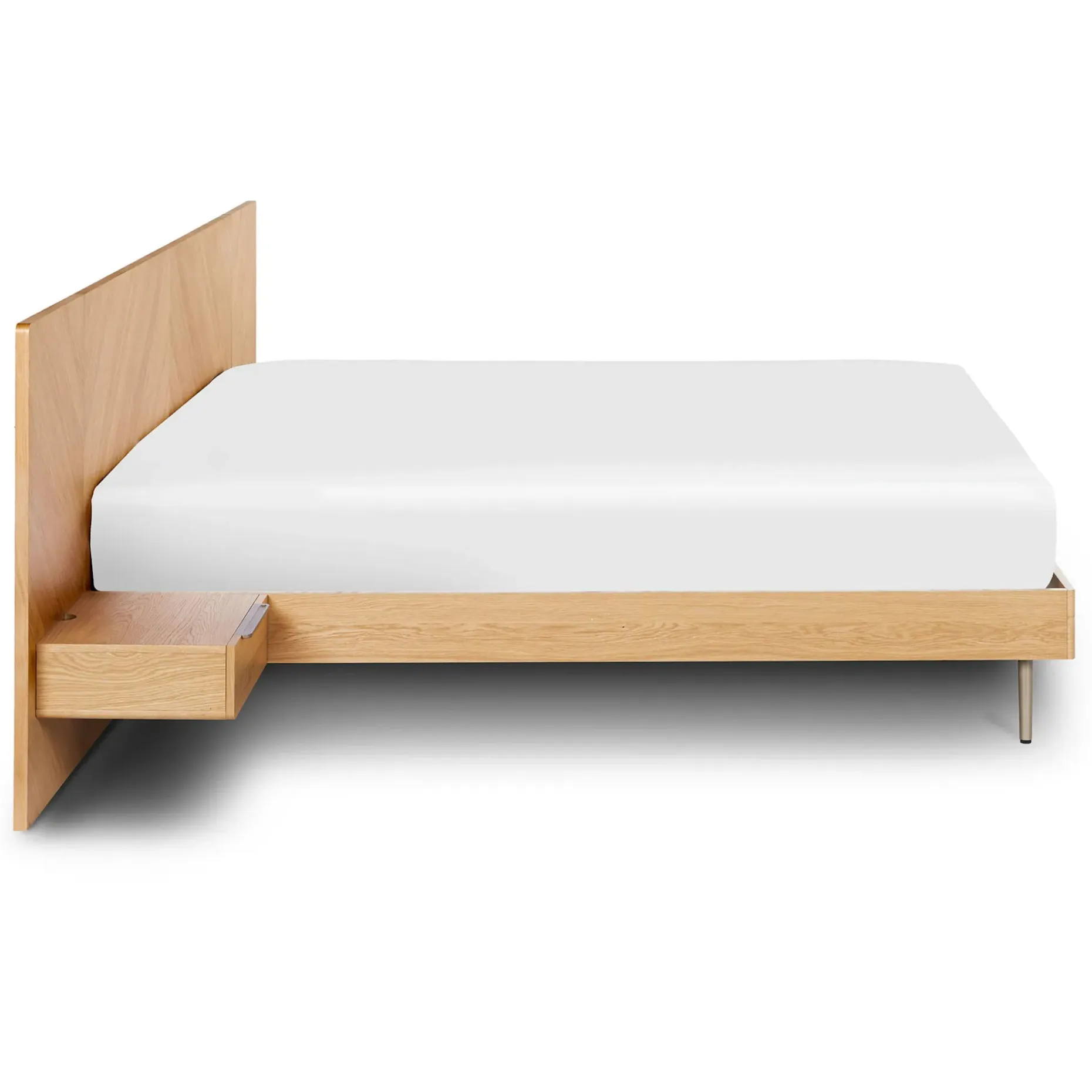 Nera King Low Profile Bed with Nightstands Set - Oak