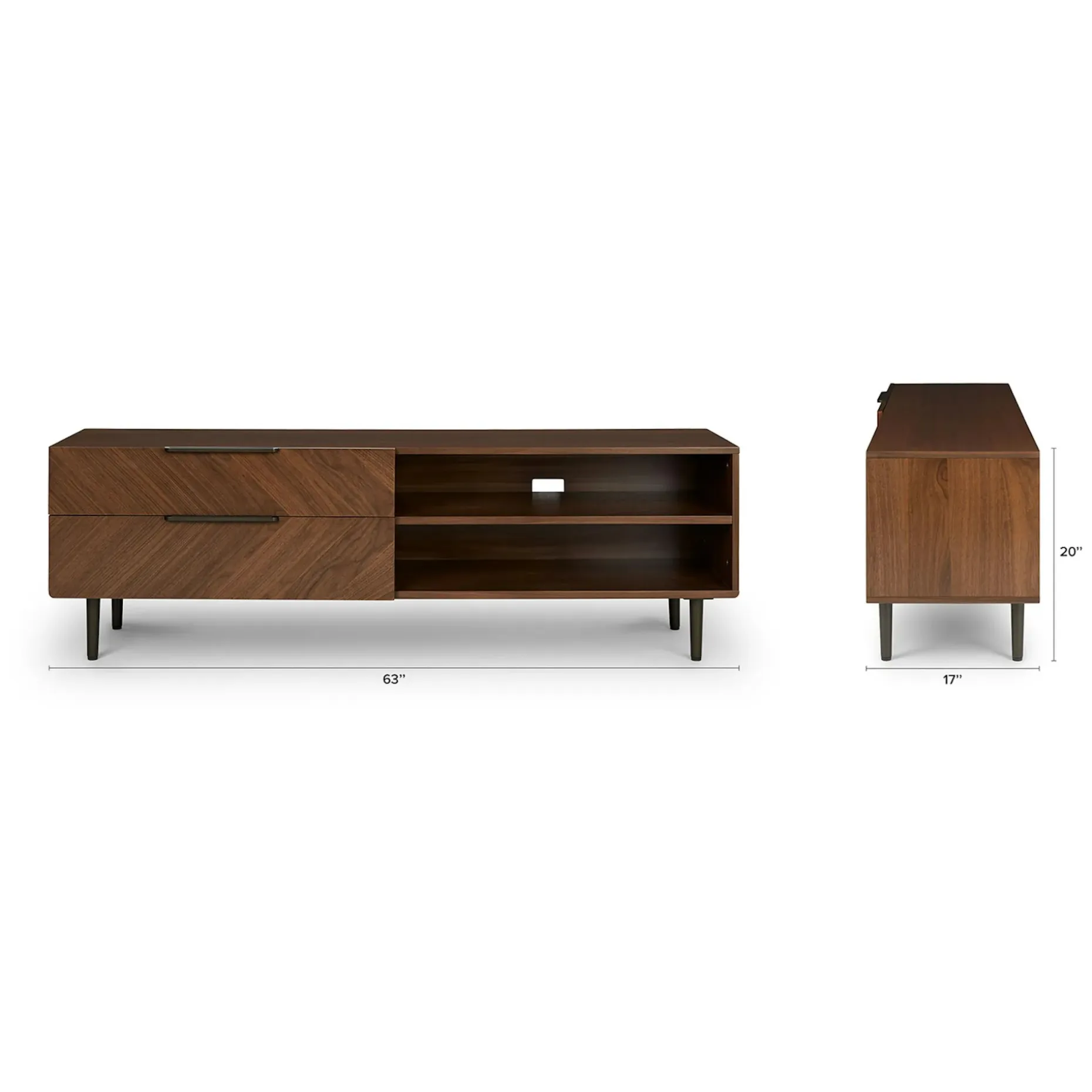 Nera 63" Low Media Unit - Walnut