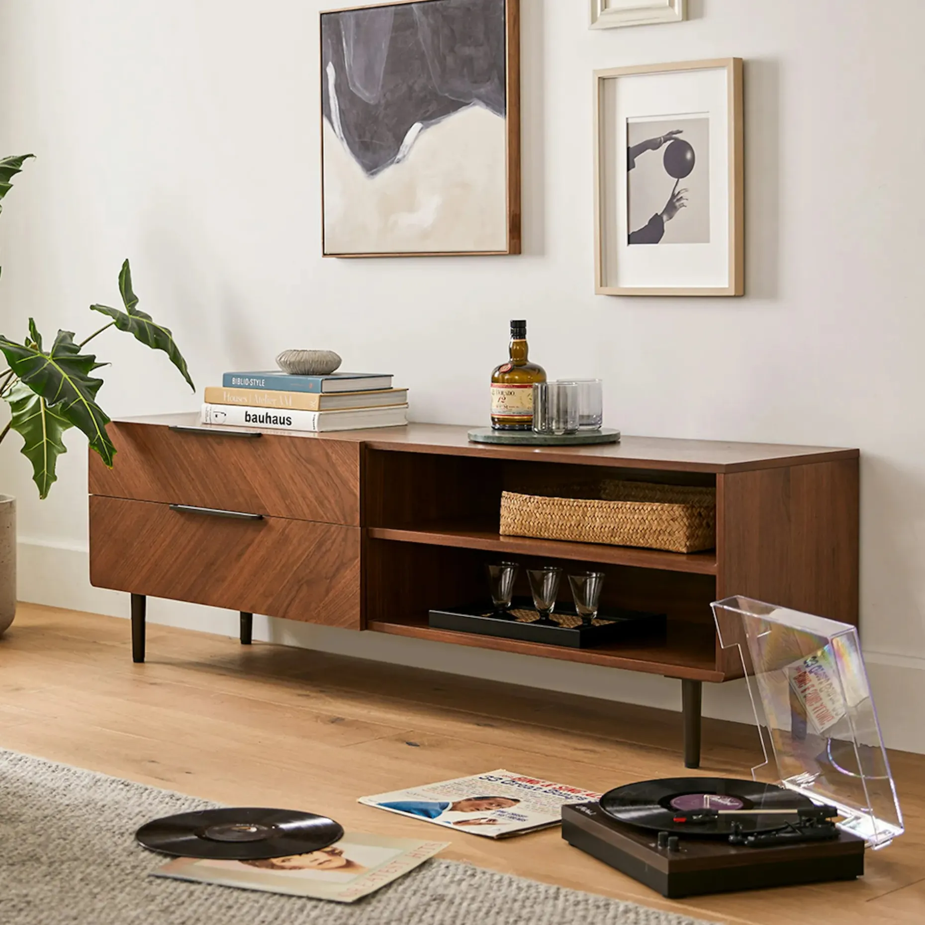Nera 63" Low Media Unit - Walnut