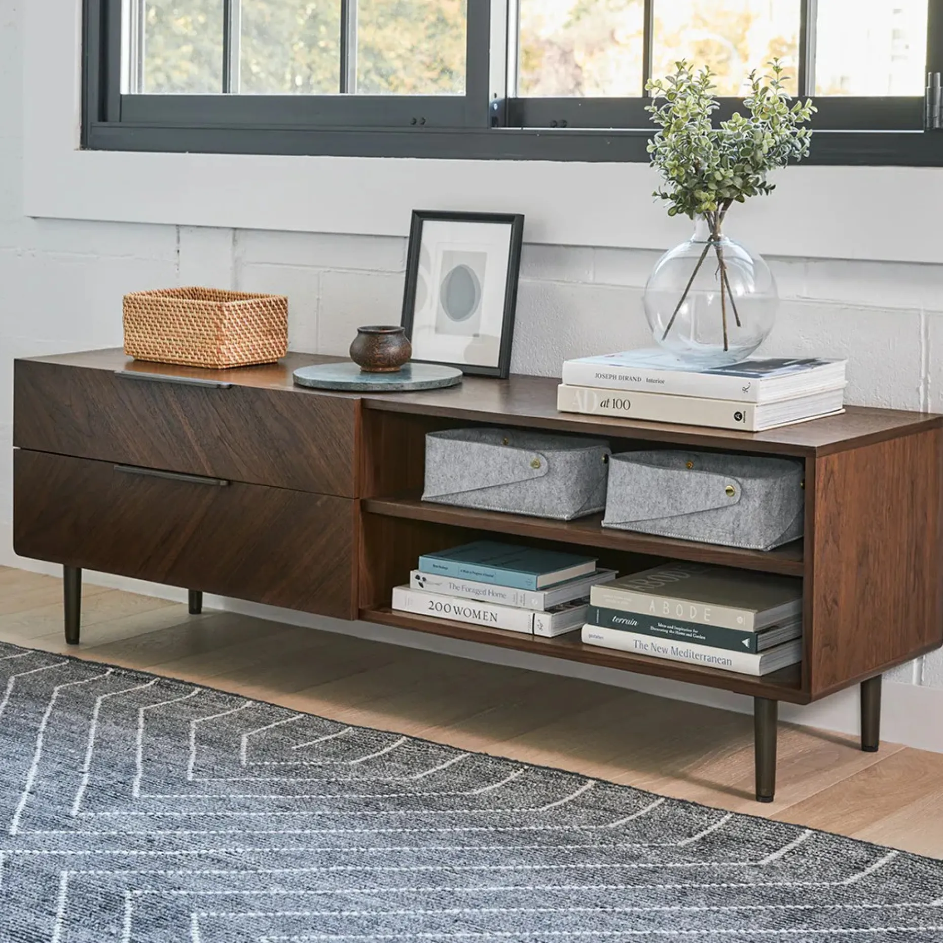 Nera 63" Low Media Unit - Walnut