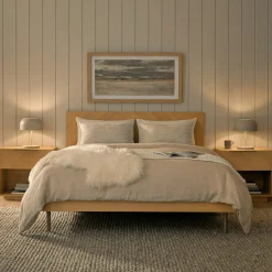 Nera Queen Low Profile Bed - Oak