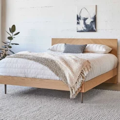 Nera Queen Low Profile Bed - Oak