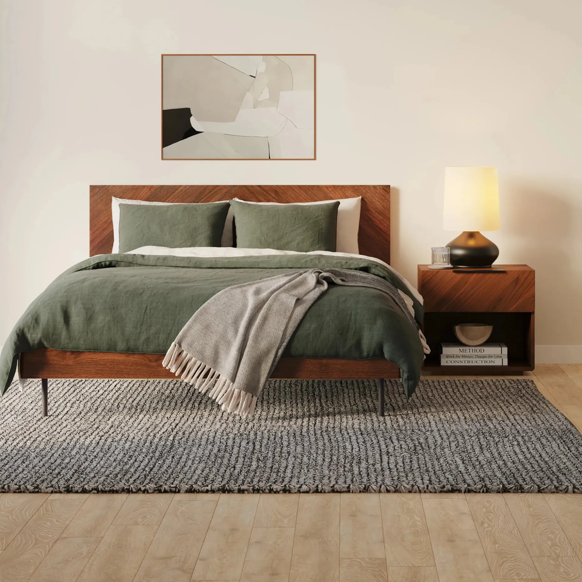 Nera Queen Low Profile Bed - Walnut