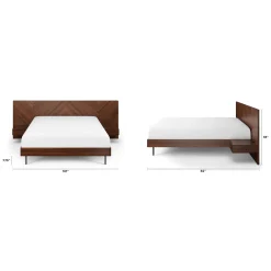 Nera Queen Low Profile Bed with Nightstands Set - Walnut