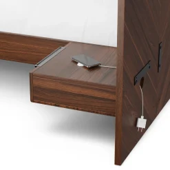 Nera Queen Low Profile Bed with Nightstands Set - Walnut