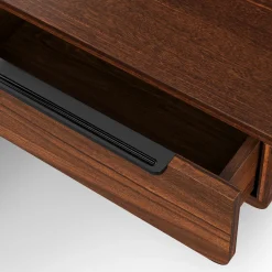 Nera Queen Low Profile Bed with Nightstands Set - Walnut