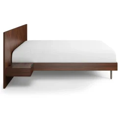 Nera Queen Low Profile Bed with Nightstands Set - Walnut