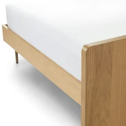 Nera Queen Low Profile Bed with Nightstands Set - Oak