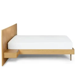Nera Queen Low Profile Bed with Nightstands Set - Oak